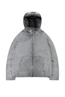 OIL WASHED PUFFER JACKET GREY
