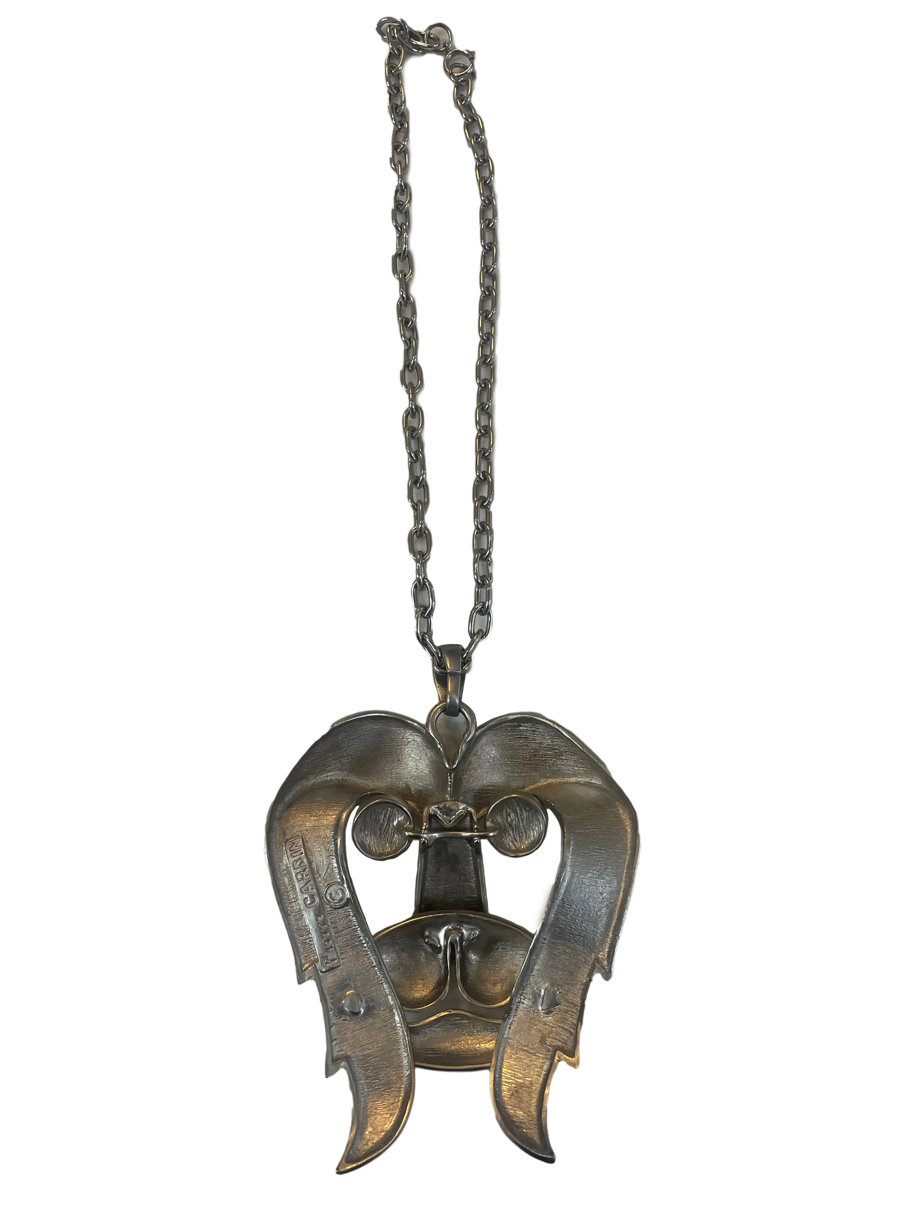 Pierre Cardin 70s Pewter Lion Pendant Necklace