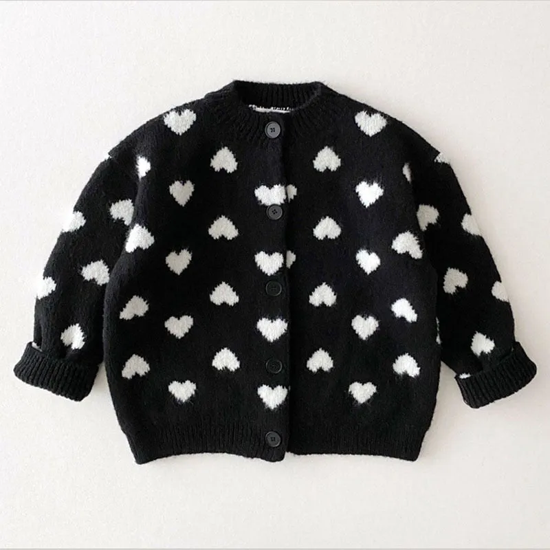 Thick Heart Print Cardigan