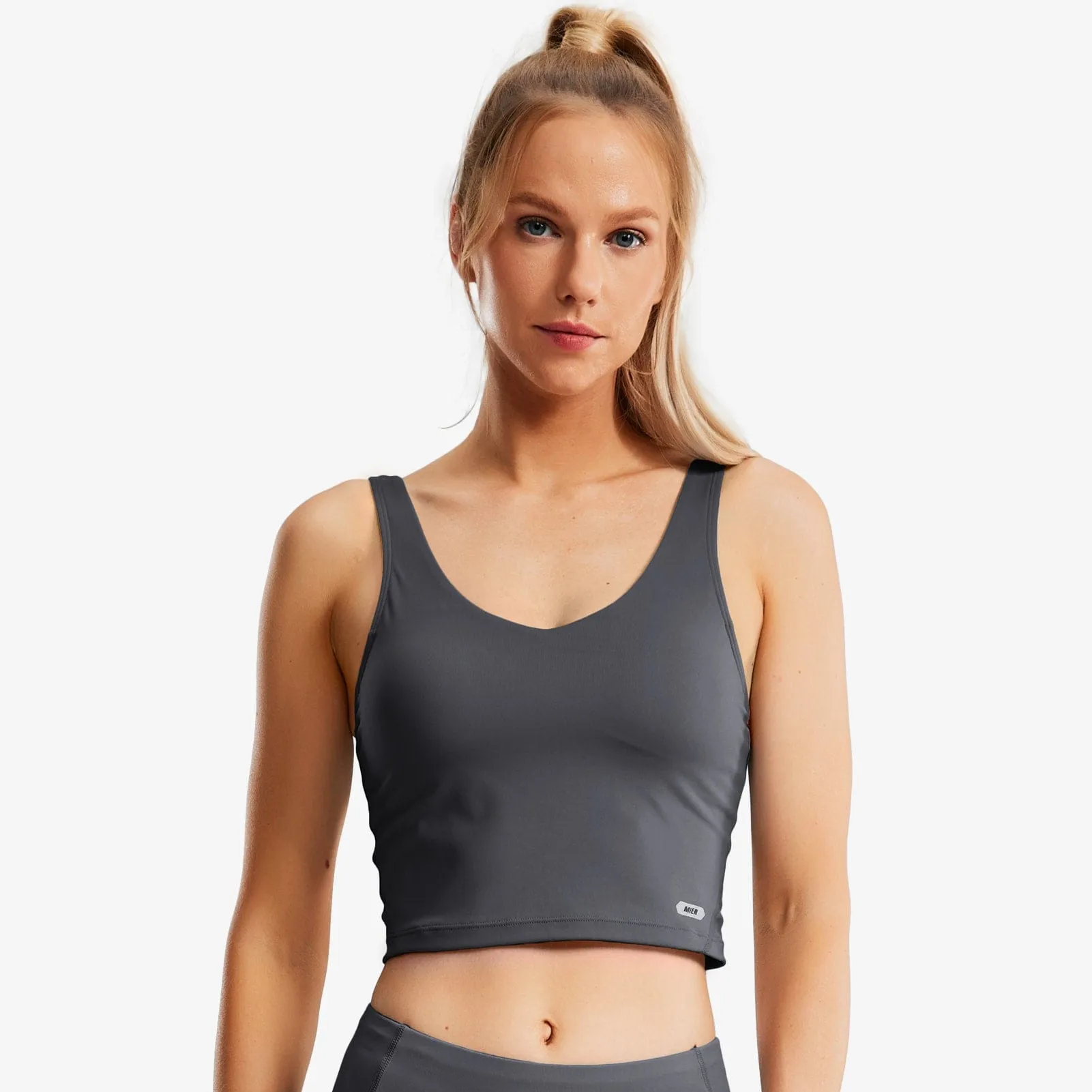 Women's Longline Sports Bra Padded Crop Tank for Yoga & Fitness